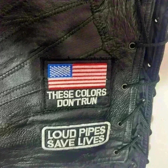 Vintage leather side tie Harley-Davidson Men's Leather Vest M with 8 patches - Picture 11 of 11